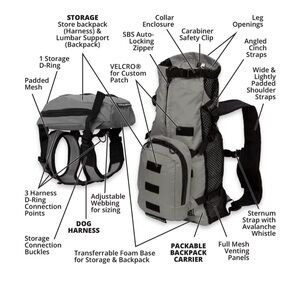 NWT K9 Sport Sack Walk-On Packable Backpack Dog Carrier, Gray, Small